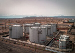 crude oil holding tanks
