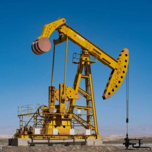 yellow rig working