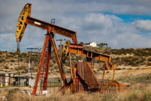 oil well pumping in field